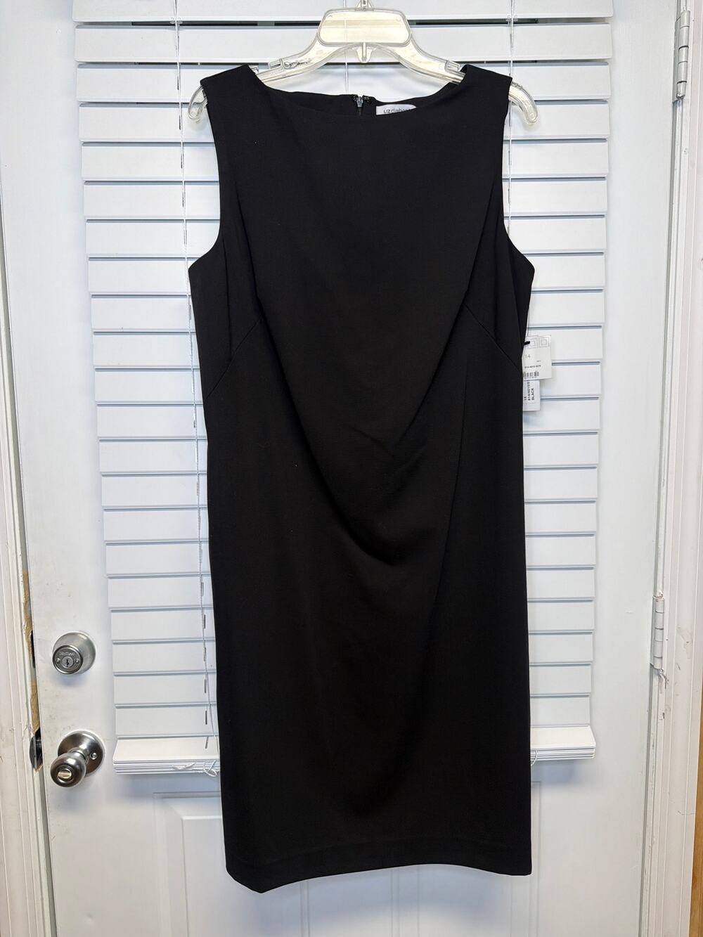 NWT Liz Claiborne Black Sheath Dress Lined Career Cocktail Size 14 Minimalist